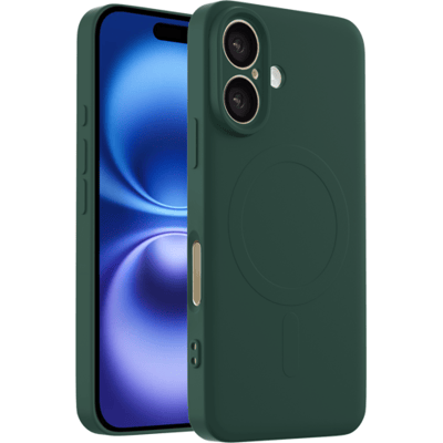 ShieldCase siliconen back cover met magneet geschikt voor iPhone 16 hoesje - TPU / siliconen backcover - telefoonhoesje speciaal voor magnetische accessoires - hoesje met camera cover (donkergroen)