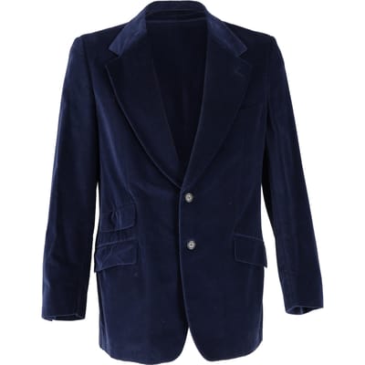 Gucci Eenzijdige Fluwelen Blazer in Navy Blauw Katoen