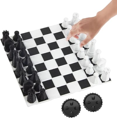 Schaakbord Set - Reis schaakspel - Buiten spelen - Magnetische stukken - 8 x 8 x 0.1 cm - Zwart