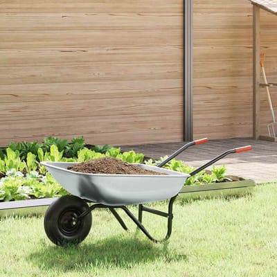 vidaXL - Kruiwagen - Zilver - en - Zwart - 80 - L - 120 - kg - Gegalvaniseerd - staal