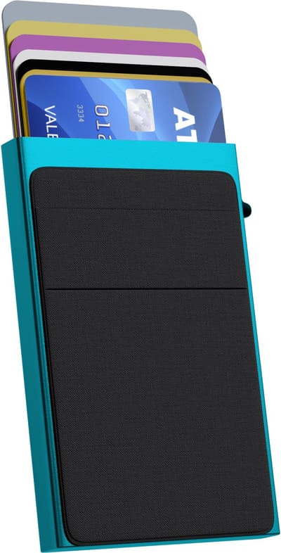 Nuvance Pasjeshouder Uitschuifbaar - Rfid Bescherming - Pasjeshouders voor Mannen en Vrouwen - Creditcardhouder - Blauw/Zwart