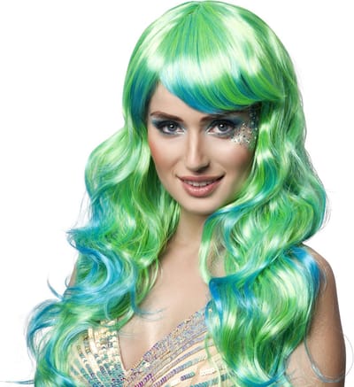 Boland - Pruik Aqua Groen - Golvend - Lang - Vrouwen - Zeemeermin - Fantasy - Zeemeermin