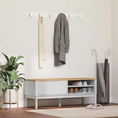 vidaXL - Gangbank - FLORO - Wit - 115 - x - 40 - x - 45 - cm - Massief - vurenhout