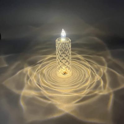 Kristallen Kaarslamp - Sfeerlicht Projectie - Decoratie Woonkamer - Uniek Refractiepatroon - 5x5x15 cm - Roze