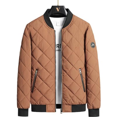 Vêtements d'hiver rembourrés en coton duvet Vêtements de baseball décontractés pour hommes Épaissis Veste rembourrée en coton à col montant pour hommes 4XL brown