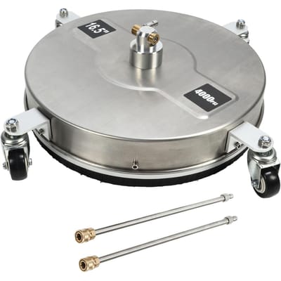 Hogedrukreiniger Oppervlaktereiniger 1/4 inch Snelkoppeling 4 Wielen Hoge Efficiëntie Vloer Power Washer met 2 Verlengstangen wit