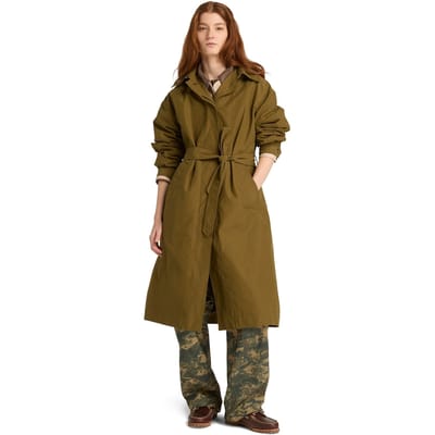 Timberland Water Repellent Long Mac Coat Olive Taglia: XS | Trench Outlet | Donna | Verde