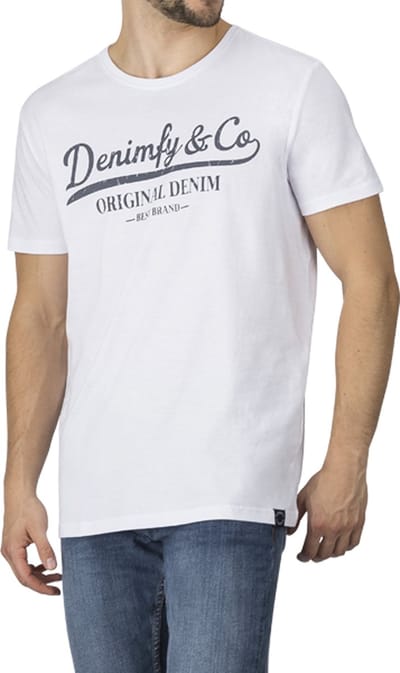 DENIMFY Heren T-Shirt DFNuri regular fit Wit M Ronde Hals Volwassenen t shirt heren met print