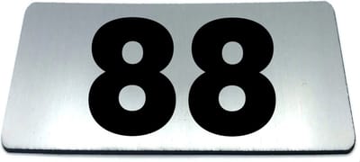 Nummerplaatje 88 - 80 x 50 x 1,6 mm - RVS-look geborsteld - Incl. 3M-tape | Nummerbordje - Deur en kamernummer - brievenbusnummers - Gratis verzending - 5 jaar garantie | Gratis Verzending