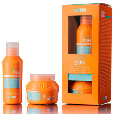 KayPro Travel Size KaySun 100 ml – Professionele Haarverzorging - Mini kit – Mini Shampoo en Mini Haar Masker voor in de Zon – Zonbescherming Haar – Reisverpakking – Travel Size Shampoo