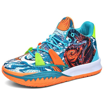 Chaussures de Basket pour Homme Antidérapantes Respirantes Sneakers d'Extérieur Mode Graffiti Chaussures d'Entraînement Sportif pour Course à Pied Marche 45 orange