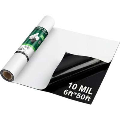 VEVOR Polyethyleenfolie 1,83 x 15,24 m Tuinfolie 0,25 mm Zwart/Wit, Plastic rol voor tuinieren, zeildoek, schildersdoek, kruipruimteafdekking, dampremmende laag, onkruidbestrijding