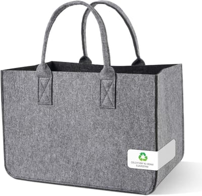 Boodschappenmand Vilten - Draagmand Opvouwbaar - Dagelijkse Boodschappen - Robuuste 4mm Kwaliteit - 30 Liter Volume - Middengrijs Donkergrijs
