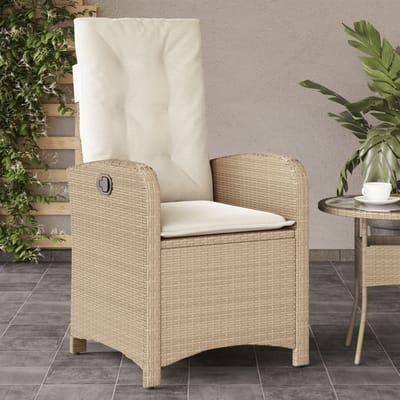 vidaXL - Tuinstoelen - 2 - st - verstelbaar - met - kussens - poly - rattan - beige
