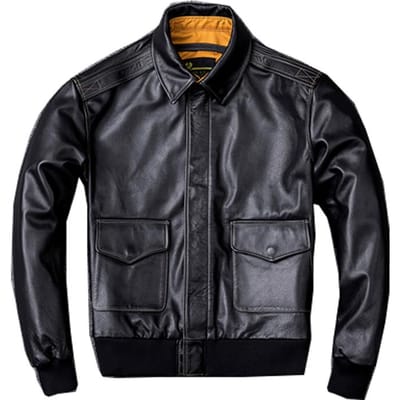 Nieuwe natuurlijke toplaag koeienhuid pilotenjack heren corium groot formaat moto-jas klassiek vrijetijdskalfsleer militair jack XL zwart