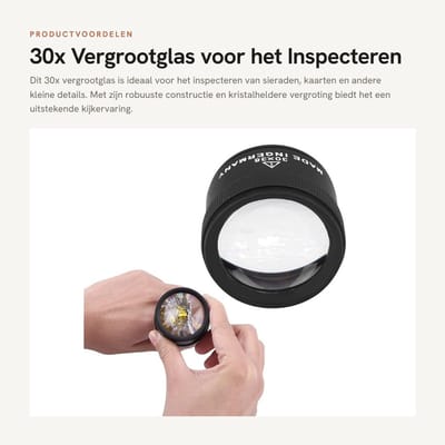 Dailygoods- Loep 30x Vergroting - Vergrootglas - Draagbaar - Stevig - Duurzaam - Kristalhelder