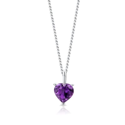Miore Pure Collier Ketting ‚Äì 9 Karaat - Zilverkleurig - met Amethist