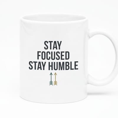Stay Focused Stay Humble Mok 330 ml – Inspirerende Motivatie Quote Beker – Perfect Cadeau voor Kantoor en Thuis