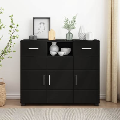 vidaXL - Houten - Kast - Zwart - Bewerkt - hout
