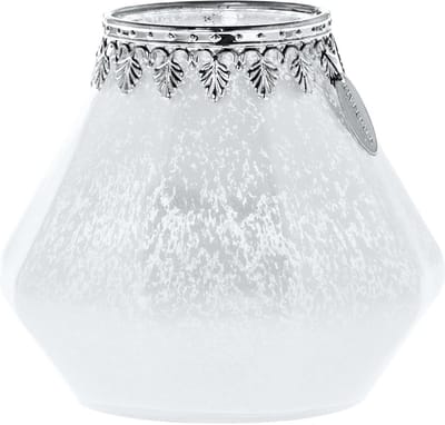 Riverdale - waxinelichtjeshouder - Sfeerlicht - Glow - wit - zilver - H13 cm - Ø 15 cm - glas