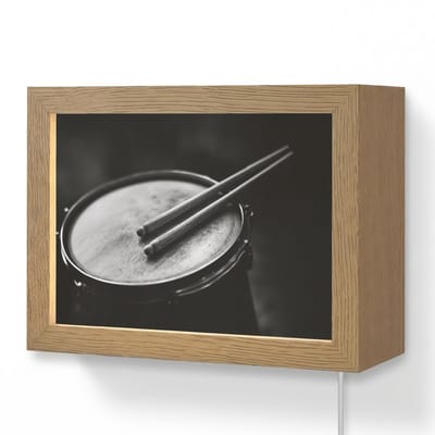 Wandlamp 20x15 cm - Oplaadbaar - Trommel - Close-up - Drumstokken - Zwart - Wandlampen binnen woonkamer - Slaapkamer lamp met kabel - Decoratieve nachtlamp - Vloerlamp snoer