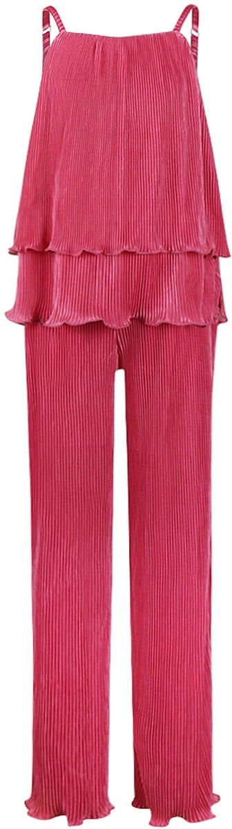 No Way Monday - Jumpsuit - 2-delige set - Fuchsia - Wide Leg - Maat 140