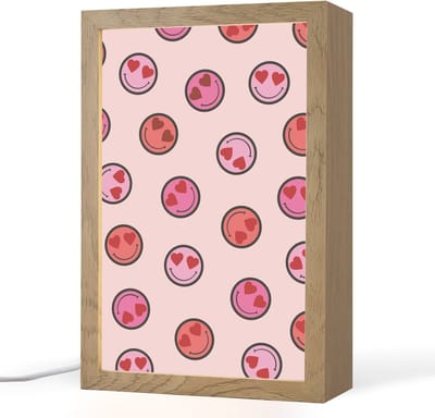 Nachtlampje 20x30 cm - Kinder lampje - Smileys - Hartjes - Roze - Tafellamp kinderkamer - Slaapkamer lamp - Bedlamp kinderen - Kinderlampje stopcontact - Wandlamp babykamer - Nachtlampjes