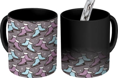 Magische Mok - Foto op Warmte Mokken - Koffiemok - Schaatsen - Patroon - Winter - Magic Mok - Beker - 350 ML - Theemok