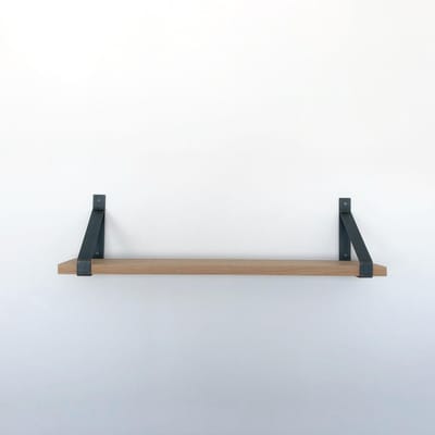 GoudmetHout® Wandplank Industrieel - 60 x 20 cm Muurplank - Eiken Hout - Decoratie Wandrek & Boekenrek - Hangplank Keuken - Wall Shelf + 2 Mat Blanke Plankdragers van Staal