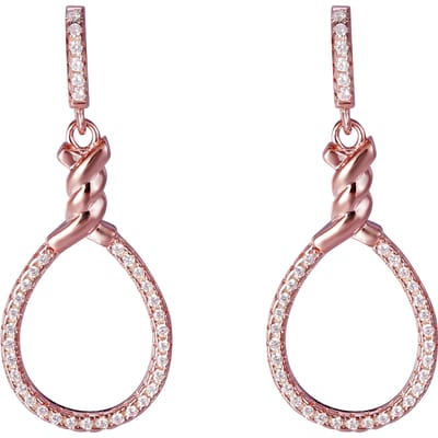 Orphelia ZO-7421 - Oorhangers Twisted - Zilver 925 Rosé - Zirkonia - 3,2 cm