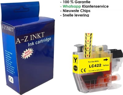 Atotzinkt premium huismerk inkt cartridges voor Brother 422 / LC-422 XL Y Yellow geel 1 stuk - Geschikt voor Brother MFC-J5340DW, J5345DW, J5740DW, J6540DW en J6940DW
