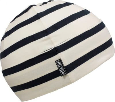 BMS kinderhoedje met strepen, wit/marineblauw
