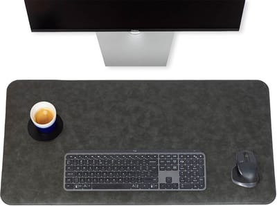 Brute Strength - Luxe Bureau Onderlegger Kunstleer - Grijs - ronde hoeken - Bureau Organizer - 80x40 cm - Bureaumat - Kantoor accessoires - Computer mat
