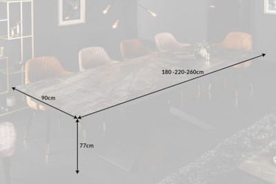 Uitschuifbare eettafel EUPHORIA 180-220-260cm taupe antraciet keramiek gemaakt in Italie - 40644