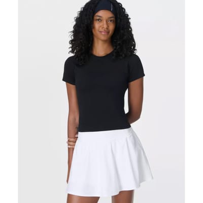 Sweaty Betty Athlete Crop Seamless Workout T-Shirt ZWART - Maat XS