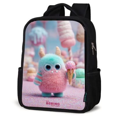 NoBoringSuitcases.com® - Rugzak zwart - Schooltas jongen & meisje - Zoet Monstersnoep Avontuur - Rugtas voor school - Boekentas kind - Schoolrugzak - Kinderrugzak