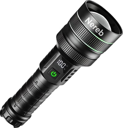 Nereb Zaklamp Oplaadbaar - 10.000 lumen - telescopische zoom - waterdicht