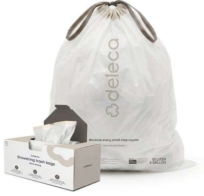 Deleca 50 stuks Vuilniszakken 30 Liter - 51x72 cm - Geschikt voor Brabantia, Simplehuman (Code O en G) - Afvalzakken Met Dispenser - Voor Pedaalemmer - GRS Gerecycled Plastic