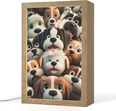 Nachtlampje 20x30 cm - Kinder lampje - Hond - Dieren - Patronen - Bruin - Meisjes - Jongens - Tafellamp kinderkamer - Slaapkamer lamp - Bedlamp kinderen - Kinderlampje stopcontact - Wandlamp babykamer - Nachtlampjes