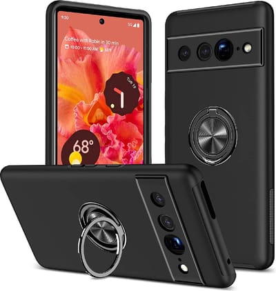 Casemania Hoesje Geschikt voor Google Pixel 7 Pro - Zwart - Anti-Shock Creative Kickstand Case
