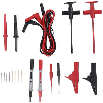Meetsnoerenset - Testkabels Krokodillenclip - Elektrisch Testen - Dubbele Isolatie Messing Tips - 30VAC-60VDC - Multicolor