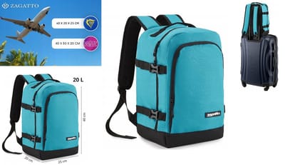Reisrugzak 40x20x25 cm-handbagage-vliegtuig-WIZZAIR-RYANAIR-20L-reizen-werk-dagelijks gebruik-lichtgewicht-reistas-weekendtas-blauw-vakantie