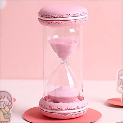 Zandloper Timer - Zandlopers Glas - Douche Tijdmeting - Handgemaakt Glas - 5.4 x 12.5 cm - Roze