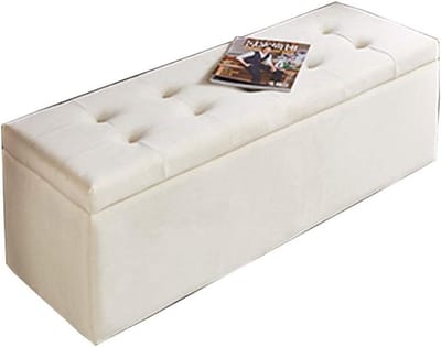 Opberg Poef - Ottomaan Zetel - Extra Zitplaats - Zachte Sluiting - 60x40x40cm - Beige