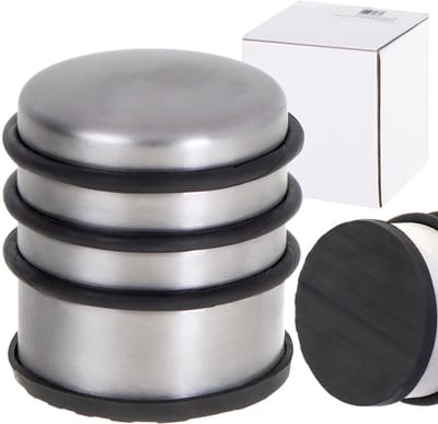 Set van 2 Deurstoppers - Deurstopper RVS met Anti Slip Bodem - 1 kg Voor binnen en buiten - Deurbuffer ⌀7 x 7,5 cm
