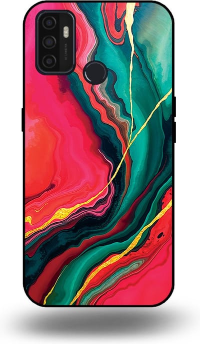 Smartphonica Telefoonhoesje Geschikt voor OPPO A32 / A53 / A53s met Rood Groen Marmer Opdruk - TPU Backcover Case Red Green Marble Design geschikt voor Oppo A32;Oppo A53;Oppo A53s