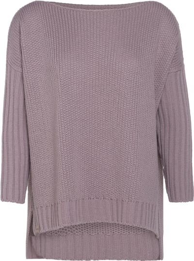 Knit Factory Kylie Gebreide Dames Trui - Trui dames winter - Pullover dames - lange mouw - Wintertrui - Damestrui - Boothals - Mauve - Roze - 36/44