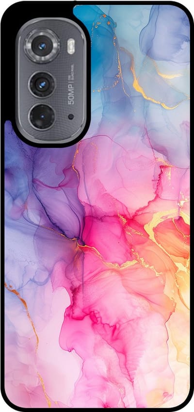 Smartphonica Telefoonhoesje Geschikt voor Motorola Edge 2022 met marmer opdruk - TPU backcover case marble design - Regenboog geschikt voor Motorola Edge 2022