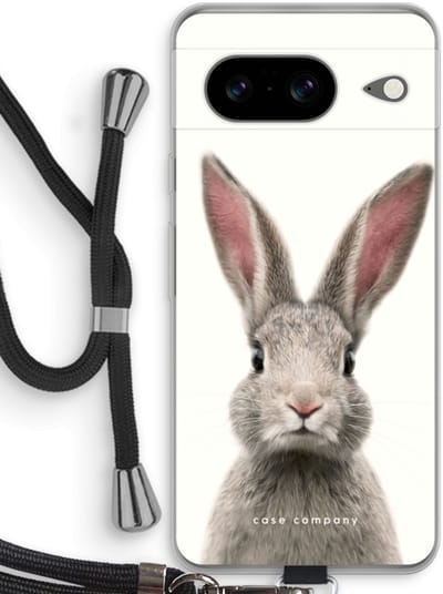 Case Company® - Hoesje met koord geschikt voor Google Pixel 8 hoesje met Koord - Daisy - Telefoonhoesje met Zwart Koord - Bescherming aan alle Kanten en Over de Schermrand