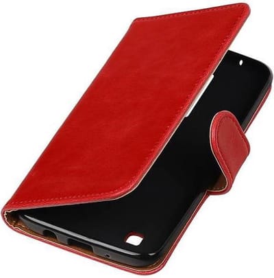 Zakelijke Book Case Telefoonhoesje Geschikt voor de LG K7 - Portemonnee Hoesje - Pasjeshouder Wallet Case - Rood